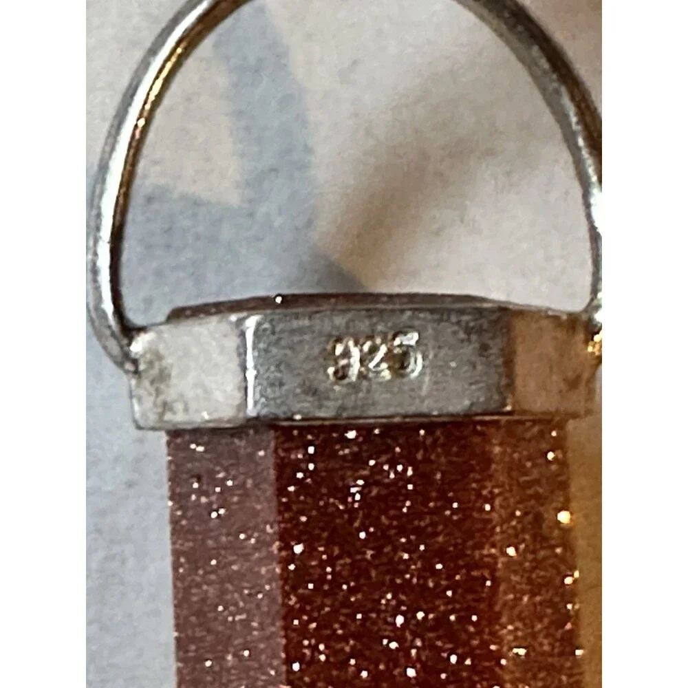 Goldstone Energy Pendant 925 Silver mount Confidence Strength Mystical Sedona